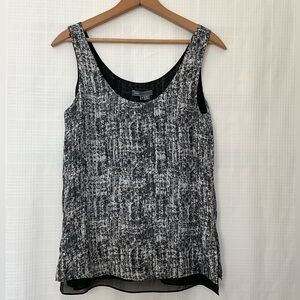 Vince 100% double layer black and white patterned tank top